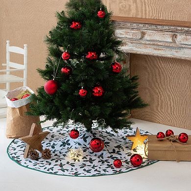Discover Europe - Made in Spain Holly Print Christmas Tree Skirt