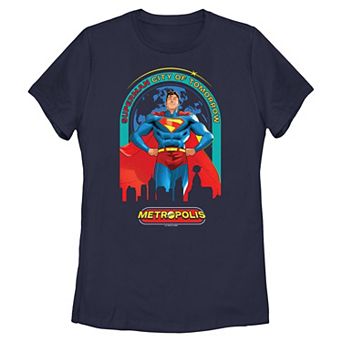 Juniors' DC Comics Superman Hero Pose City Of Tomorrow Metropolis Graphic Tee