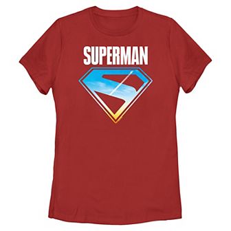 Juniors' DC Comics Superman Flying Through Shield Graphic Tee
