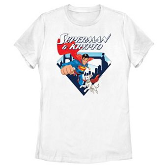 Juniors' DC Comics Superman & Krypto Metropolis Filled Shield Graphic Tee