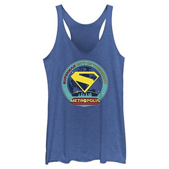 Juniors' DC Comics Superman City Of Tomorrow Metropolis City Stamp Tri-Blend Racerback Tank Top
