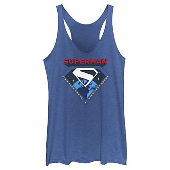 Juniors' DC Comics Superman Shield View From Above Tri-Blend Racerback Tank Top