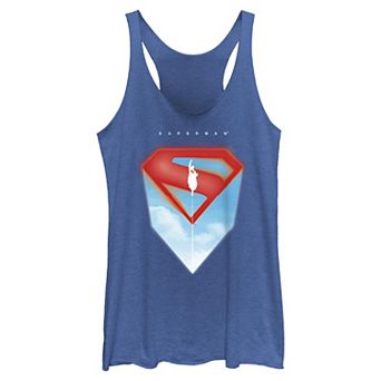 Juniors' DC Comics Superman In Flight Tri-Blend Racerback Tank Top