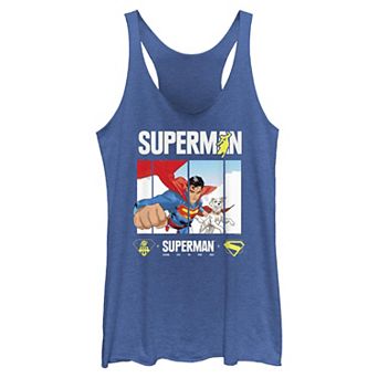 Juniors' DC Comics Superman And Krypto Look Up In The Sky Poster Tri-Blend Racerback Tank Top