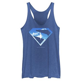 Juniors' DC Comics Superman Sky Filled Shield Logo Tri-Blend Racerback Tank Top