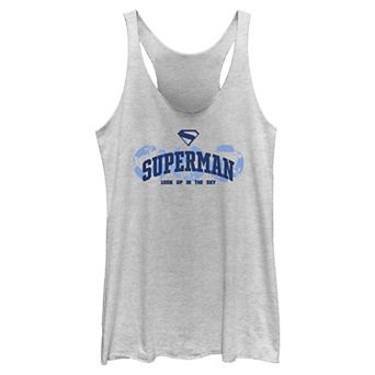 Juniors' DC Comics Superman Look Up In The Sky Triblend Racerback Tank
