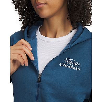 Women's Under Armour Rival Script Cropped Full Zip-Up Hoodie