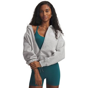 Women's Under Armour Rival Script Cropped Full Zip-Up Hoodie