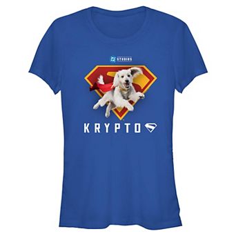 Juniors' DC Comics Superman Krypto Classic Shield Fitted Graphic Tee