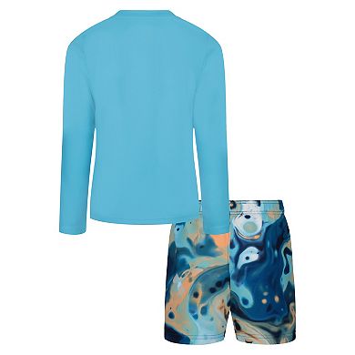 Boys 8-20 Under Armour 2-Piece Long Sleeve Rashguard & Swim Shorts Set