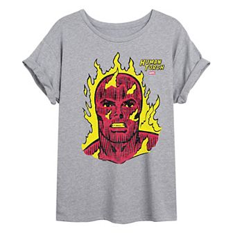 Juniors' Marvel The Fantastic Four Human Torch Oversized Tee