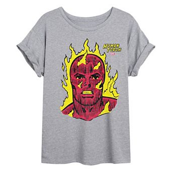 Juniors' Marvel The Fantastic Four Human Torch Oversized Tee