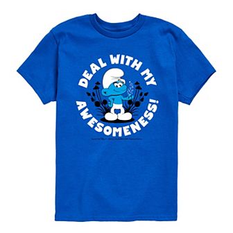 Boys 8-20 Smurfs Deal With My Awesomeness Graphic Tee