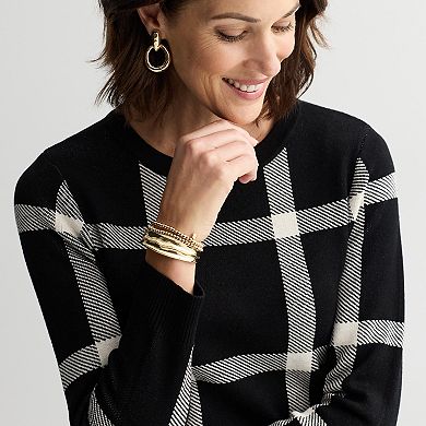 Women's Sandra Darren Long Sleeve Plaid Pattern Dress