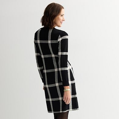Women's Sandra Darren Long Sleeve Plaid Pattern Dress