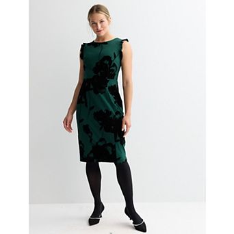 Women's Sandra Darren Velvet Burnout Flutter Sleeve Dress