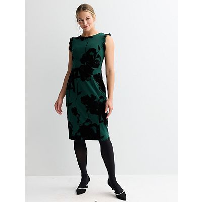 Women's Sandra Darren Velvet Burnout Flutter Sleeve Dress