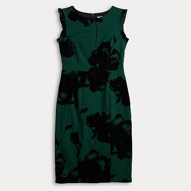 Women's Sandra Darren Velvet Burnout Flutter Sleeve Dress