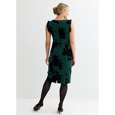 Women's Sandra Darren Velvet Burnout Flutter Sleeve Dress