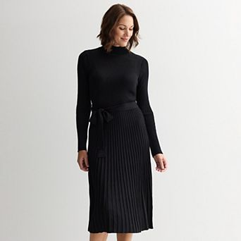 Women's Sandra Darren Mock Neck Long Sleeve Sweater Dress