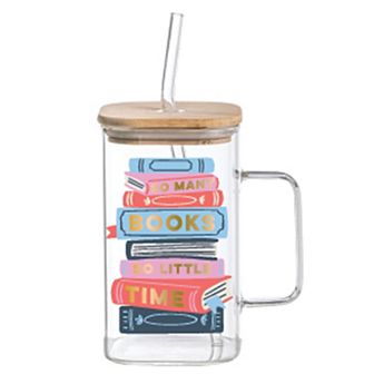 Design Clique Books Time Glass with Lid, Straw & Handle