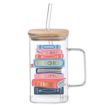 Design Clique Books Time Glass with Lid, Straw & Handle