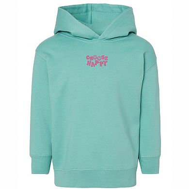 Embroidered Choose Happy Smiley Face Toddler Graphic Hoodie