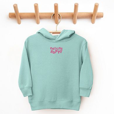 Embroidered Choose Happy Smiley Face Toddler Graphic Hoodie