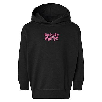 Embroidered Choose Happy Smiley Face Toddler Graphic Hoodie