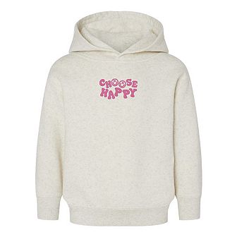 Embroidered Choose Happy Smiley Face Toddler Graphic Hoodie