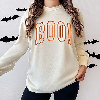 Embroidered Boo Arched Garment Dyed Long Sleeve