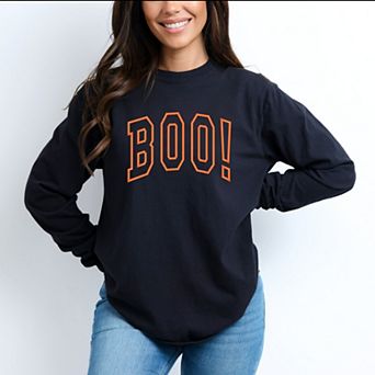 Embroidered Boo Arched Garment Dyed Long Sleeve