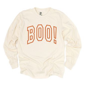 Embroidered Boo Arched Garment Dyed Long Sleeve