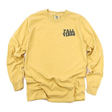 Simply Sage Market Embroidered Fall Vibes Retro Garment Dyed Long Sleeve