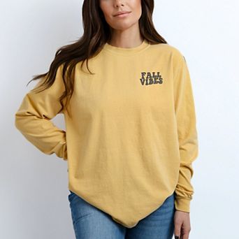 Simply Sage Market Embroidered Fall Vibes Retro Garment Dyed Long Sleeve