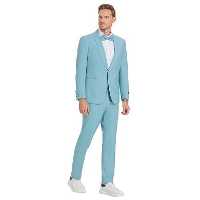 Men's 2 -Piece Summer Suit Set w/ Shawl Collar, Includes Bowtie