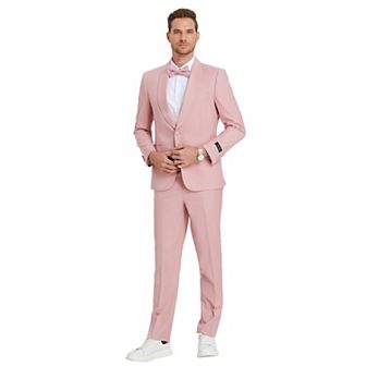 Men's 2 -Piece Summer Suit Set w/ Shawl Collar, Includes Bowtie