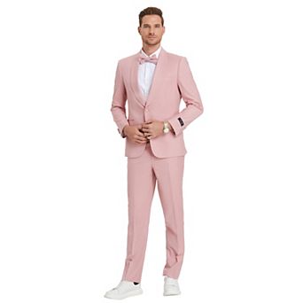 Men's 2 -Piece Summer Suit Set w/ Shawl Collar, Includes Bowtie