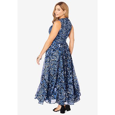 Jessica London Women's Plus Size Petite Georgette Flyaway Maxi Dress