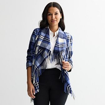 Women's Croft & Barrow® Plaid Shawl Jacket