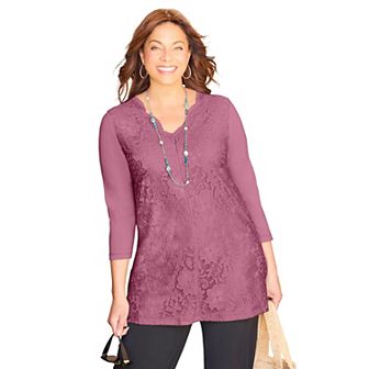 Catherines Women's Plus Size Stretch Lace Tunic