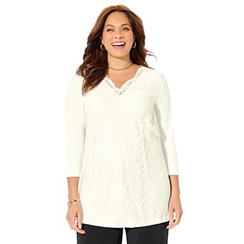 Catherines Women's Plus Size Stretch Lace Tunic