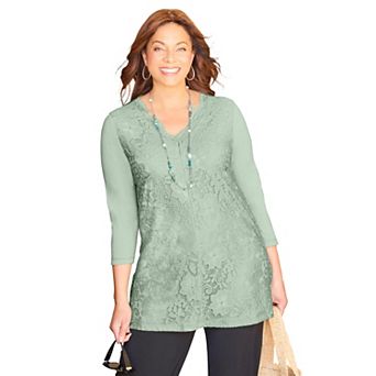 Catherines Women's Plus Size Stretch Lace Tunic