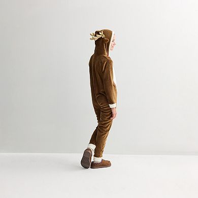 Girls 7-18 33 Degrees Long Sleeve Reindeer Christmas Bodysuit in Regular & Plus Size