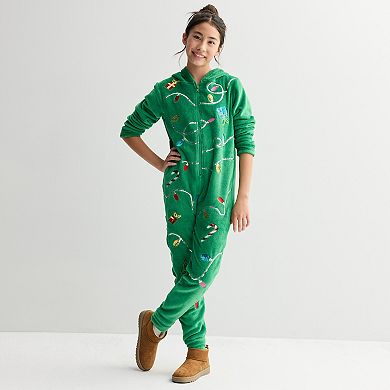 Girls 7-18 33 Degrees Long Sleeve Christmas Tree Bodysuit in Regular & Plus Size