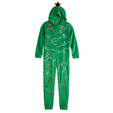 Girls 7-18 33 Degrees Long Sleeve Christmas Tree Bodysuit in Regular & Plus Size