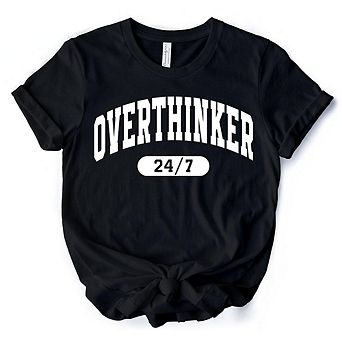 Over Thinker 247 T-Shirt, Minimalist Collegiate White, Tired Women