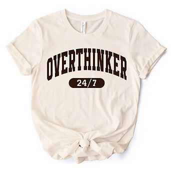 Over Thinker 247 T-Shirt, Minimalist Collegiate White, Tired Women