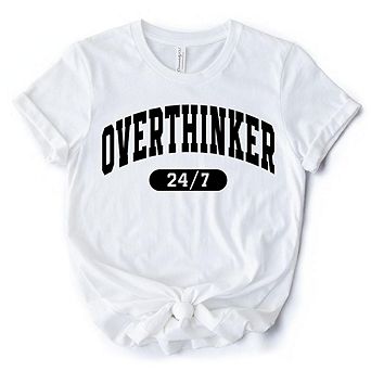 Over Thinker 247 T-Shirt, Minimalist Collegiate White, Tired Women