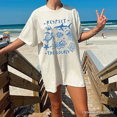 Respect the Locals Ocean Animals T-Shirt, Cute Vacation Tee